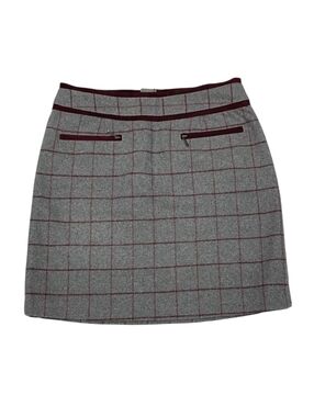 NWT Bob Timberlake Grey & Maroon Plaid Wool Blend Mini Skirt Clueless Vi…